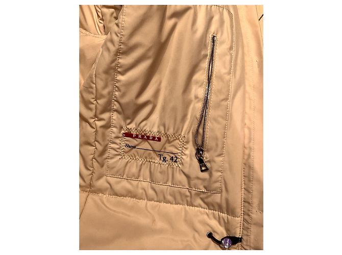 Chaqueta de plumón Prada con capucha de piel natural crema Crudo - vista 12