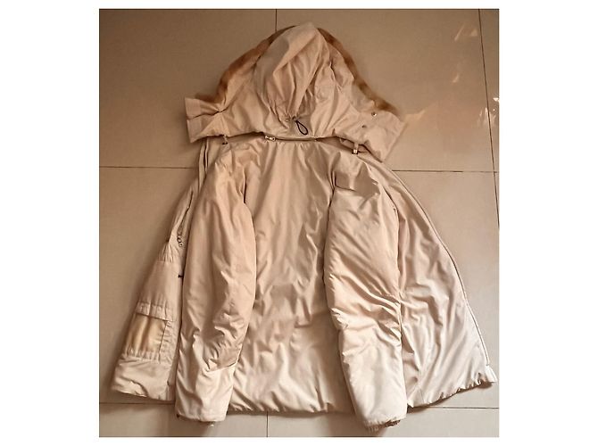 Chaqueta de plumón Prada con capucha de piel natural crema Crudo - vista 15