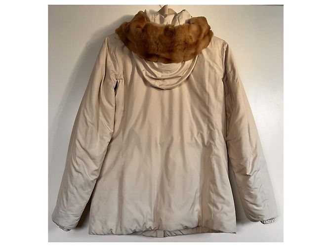 Chaqueta de plumón Prada con capucha de piel natural crema Crudo - vista 2