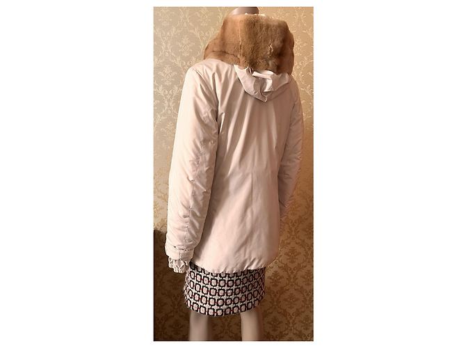 Chaqueta de plumón Prada con capucha de piel natural crema Crudo - vista 7