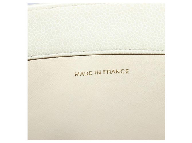 CHANEL COCO Borsa Tote Mark Chain Pelle Caviar Beige Oro CC Auth bs18886 D'oro - vista 19