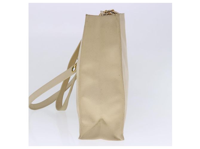 CHANEL COCO Borsa Tote Mark Chain Pelle Caviar Beige Oro CC Auth bs18886 D'oro - vista 5