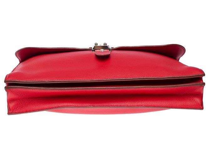 Sac à dépêches Hermès Borsa HERMES Depeches in Pelle Rossa - 102192 Rosso - vista 10