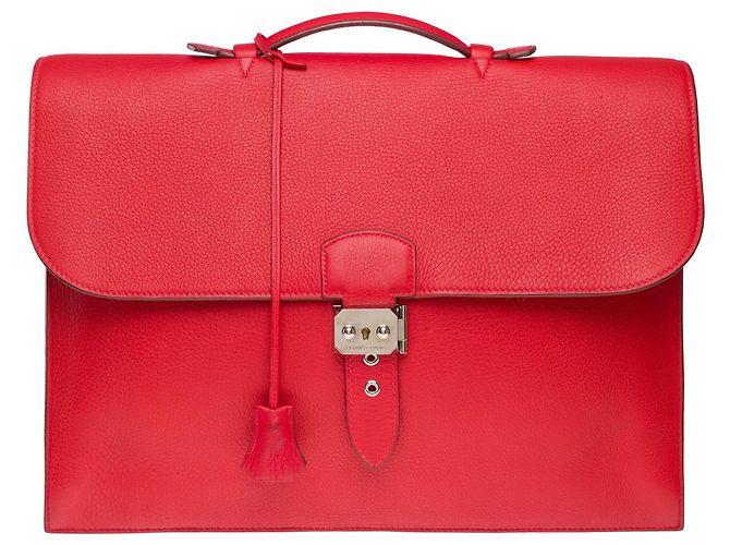 Sac à dépêches Hermès Borsa HERMES Depeches in Pelle Rossa - 102192 Rosso - vista 2