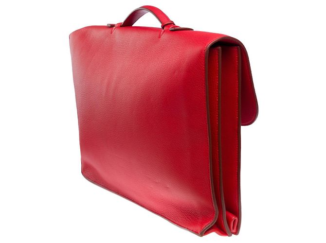 Sac à dépêches Hermès Borsa HERMES Depeches in Pelle Rossa - 102192 Rosso - vista 5