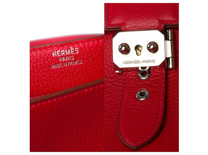 Sac à dépêches Hermès Borsa HERMES Depeches in Pelle Rossa - 102192 Rosso - vista 6