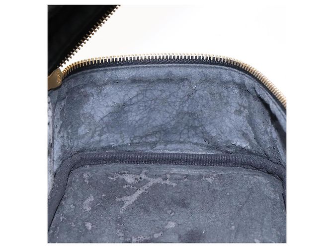 Vanity CHANEL COCO Marca pochette da trucco Pelle verniciata Nera Oro CC Auth 94464 Nero D'oro - vista 20