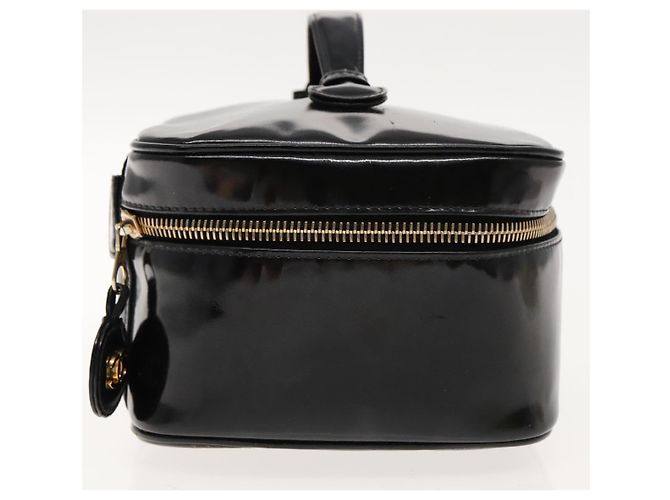 Vanity CHANEL COCO Marca pochette da trucco Pelle verniciata Nera Oro CC Auth 94464 Nero D'oro - vista 5