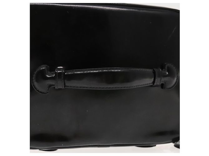 Vanity CHANEL COCO Marca pochette da trucco Pelle verniciata Nera Oro CC Auth 94464 Nero D'oro - vista 7