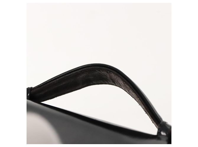 Vanity CHANEL COCO Marca pochette da trucco Pelle verniciata Nera Oro CC Auth 94464 Nero D'oro - vista 8