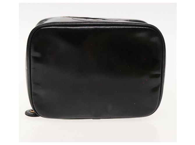 Vanity CHANEL COCO Marca pochette da trucco Pelle verniciata Nera Oro CC Auth 94464 Nero D'oro - vista 9