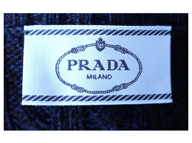 Prada Cashmere-Mink-Kragen-Cardigan Schwarz Marineblau - Ansicht 5