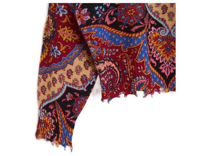 Etro 2021 Pull FR40 Paisley Bedruckter Wollpullover Top UK12 US10 Mehrfarben - Ansicht 2