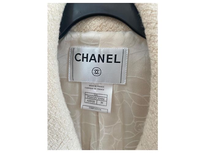 Chanel Tweed-Jacke Größe 38 Beige Aus weiß - Ansicht 2