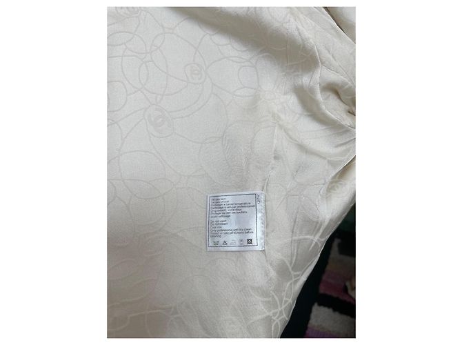 Chanel Tweed-Jacke Größe 38 Beige Aus weiß - Ansicht 6
