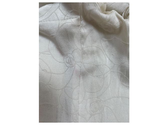 Chanel Tweed-Jacke Größe 38 Beige Aus weiß - Ansicht 8