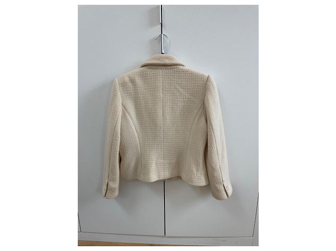 Chanel Tweed-Jacke Größe 38 Beige Aus weiß - Ansicht 9