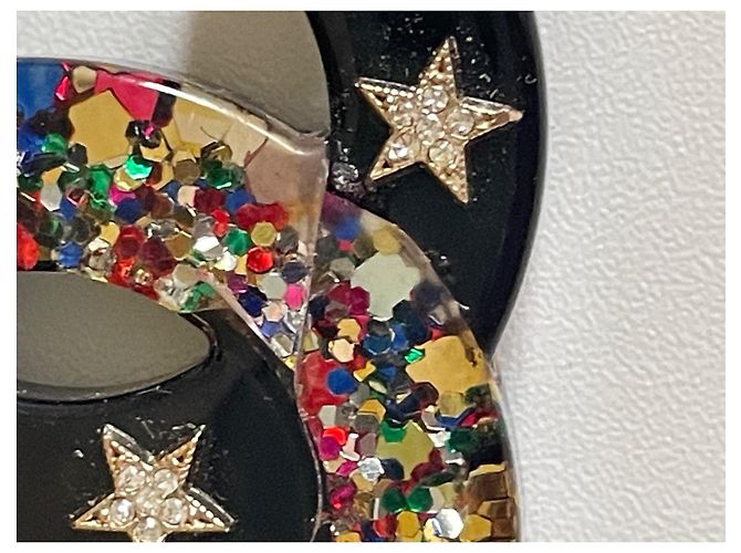 Spilla Chanel CC stelle e glitter resina Multicolore - vista 3