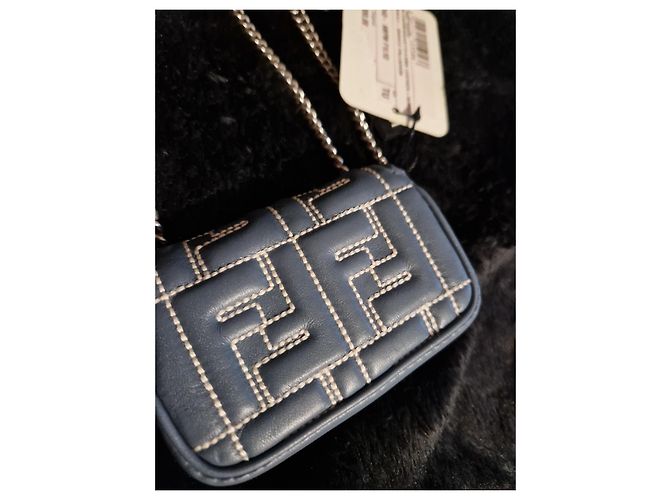 Borsa Fendi Nano Baguette Bianco Blu - vista 5