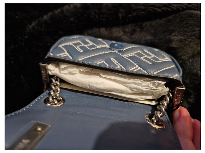 Borsa Fendi Nano Baguette Bianco Blu - vista 7