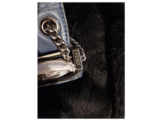 Borsa Fendi Nano Baguette Bianco Blu - vista 8