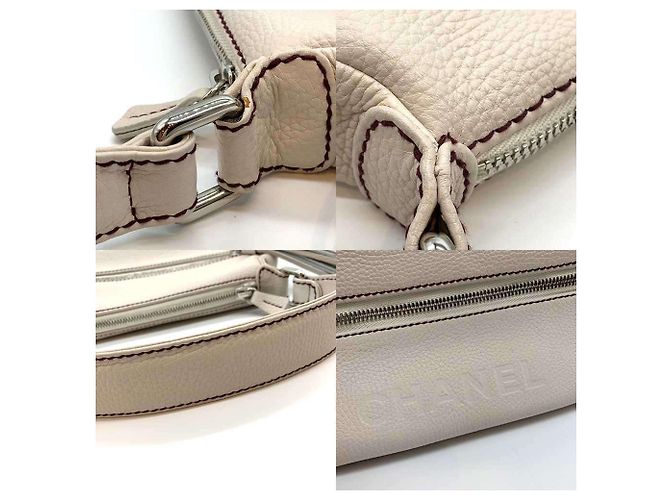 Borsa a spalla in pelle bianca Chanel Bianco - vista 4