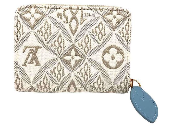 Zippy-Münzbörse von Louis Vuitton aus weißem Jacquard - Ansicht 2