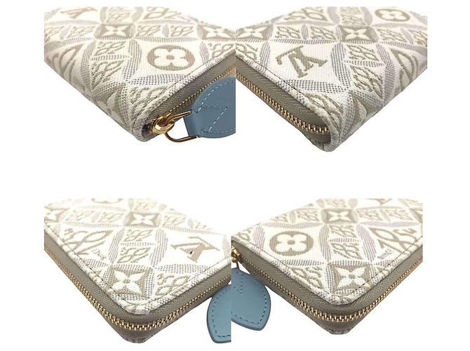 Zippy-Münzbörse von Louis Vuitton aus weißem Jacquard - Ansicht 3
