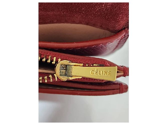Autre Marque Clutch in pelle Celine con tracolla Vino/Rosa - vista 11