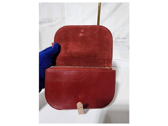 Autre Marque Clutch in pelle Celine con tracolla Vino/Rosa - vista 13