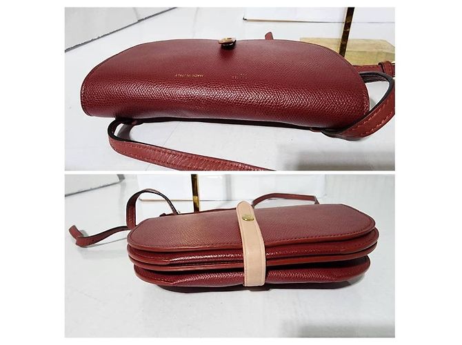 Autre Marque Clutch in pelle Celine con tracolla Vino/Rosa - vista 6