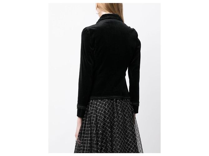 Chanel Ikonische CC-Weizen-Patch-Veloursjacke Schwarz - vista 5