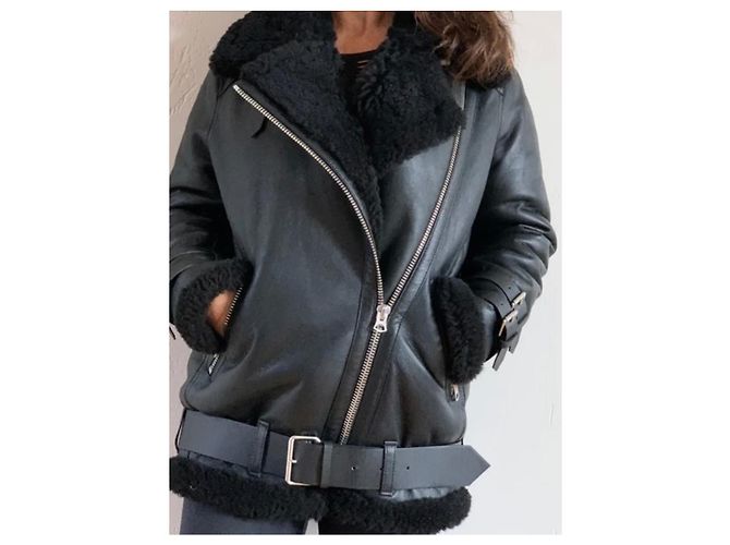 Acne Velocity Lammfelljacke schwarz - Ansicht 3