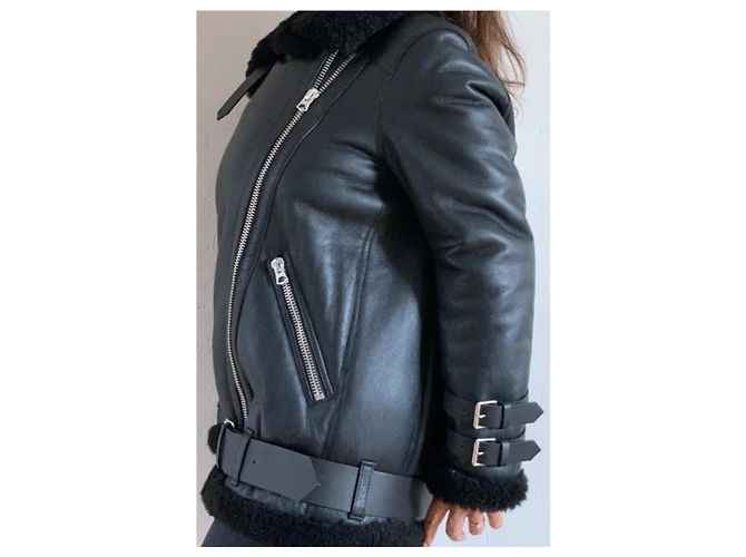 Acne Velocity Lammfelljacke schwarz - Ansicht 4