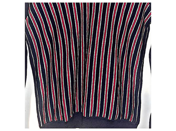Authentischer Gucci Tom Ford Merinowoll-Web-Pullover Rot Blau - Ansicht 2