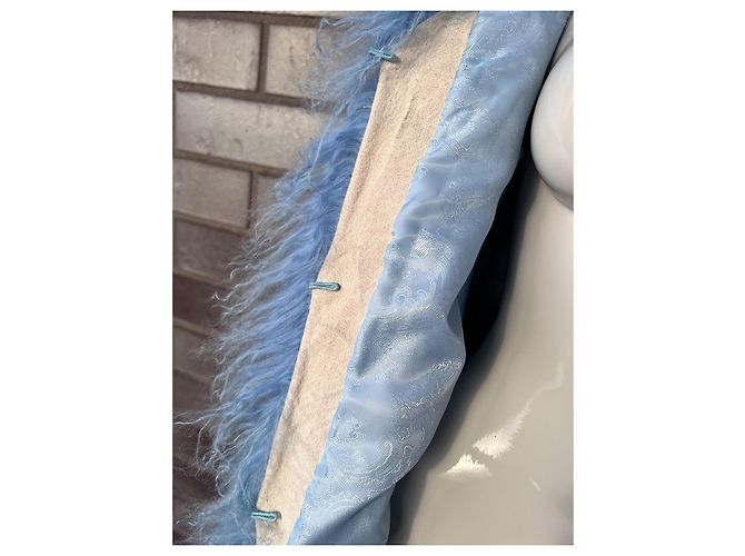 Autre Marque Blaue Weste aus mongolischem Lammfell - Ansicht 5
