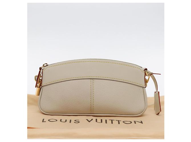 LOUIS VUITTON Suhari Lockit Clutch Bag Pelle Bianca M95629 LV Auth 94716A Bianco - vista 12
