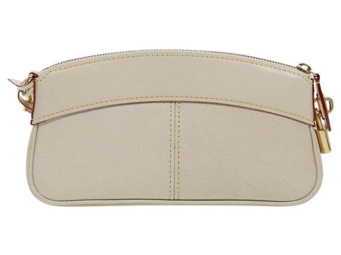 LOUIS VUITTON Suhari Lockit Clutch Bag Pelle Bianca M95629 LV Auth 94716A Bianco - vista 2
