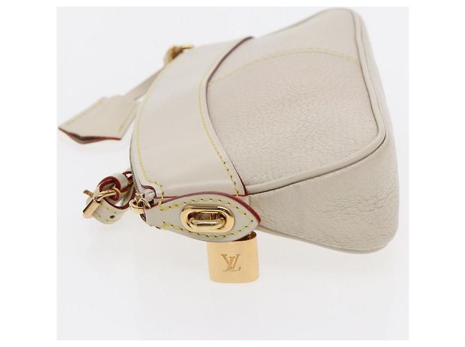 LOUIS VUITTON Suhari Lockit Clutch Bag Pelle Bianca M95629 LV Auth 94716A Bianco - vista 4