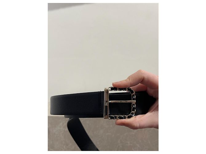 CHANEL Gürtel T.cm 85 aus Leder Schwarz - Ansicht 3
