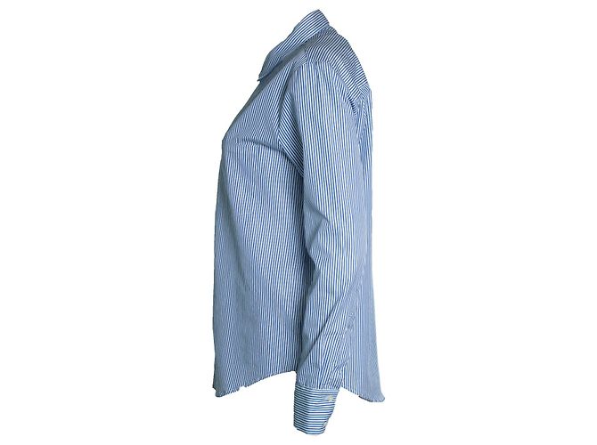 Anine Bing, camicia a righe blu e bianca Bianco - vista 4