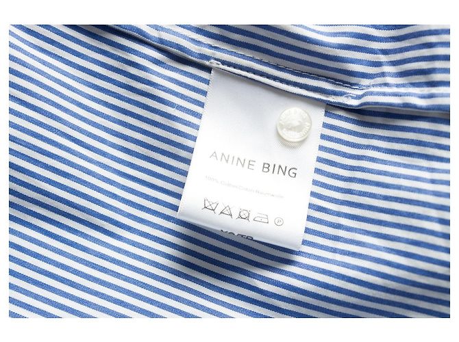 Anine Bing, camicia a righe blu e bianca Bianco - vista 6