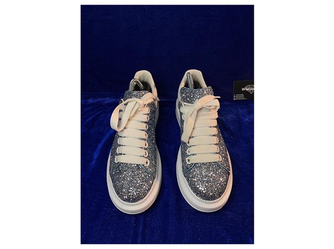 Sneakers Oversized Alexander McQueen Donna 38 Argento Bianco Turchese - vista 4