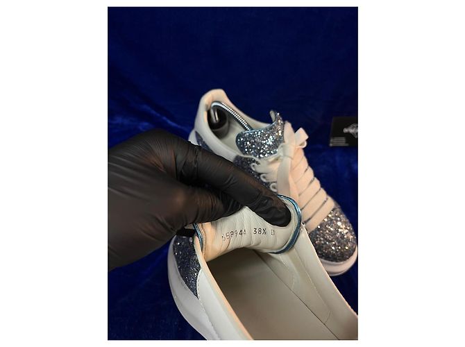 Sneakers Oversized Alexander McQueen Donna 38 Argento Bianco Turchese - vista 7