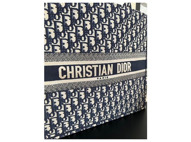 Dior Book Tote Tasche Blau Stoff - Ansicht 2
