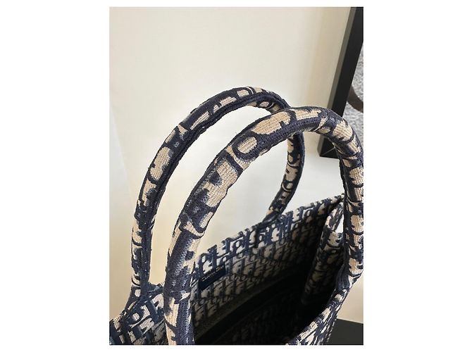 Dior Book Tote Tasche Blau Stoff - Ansicht 3