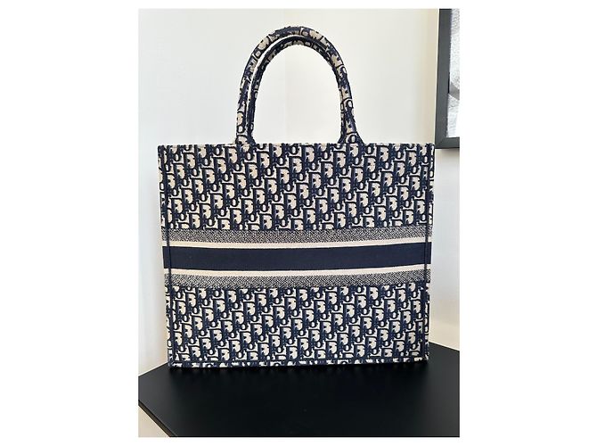 Dior Book Tote Tasche Blau Stoff - Ansicht 5