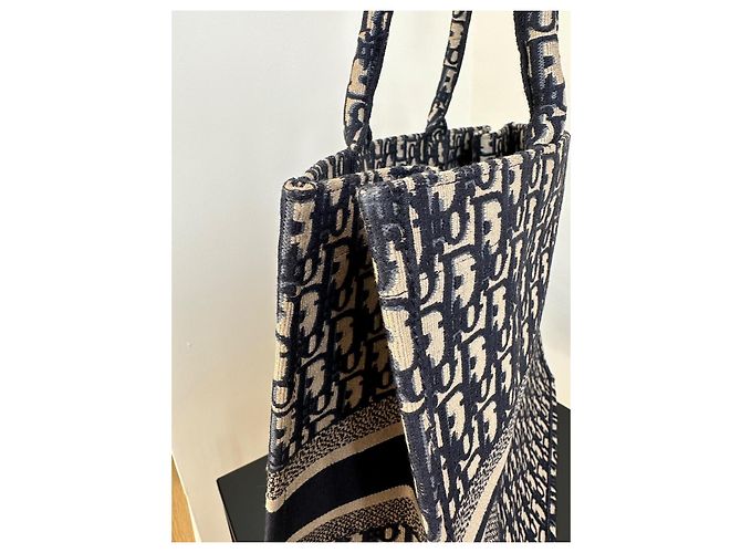 Dior Book Tote Tasche Blau Stoff - Ansicht 7