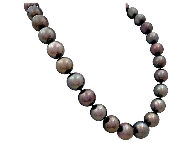 inconnue Tahiti-Perlenkette, Weißgold, Diamanten. - Ansicht 3