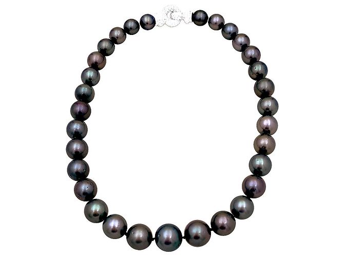 inconnue Tahiti-Perlenkette, Weißgold, Diamanten. - Ansicht 4